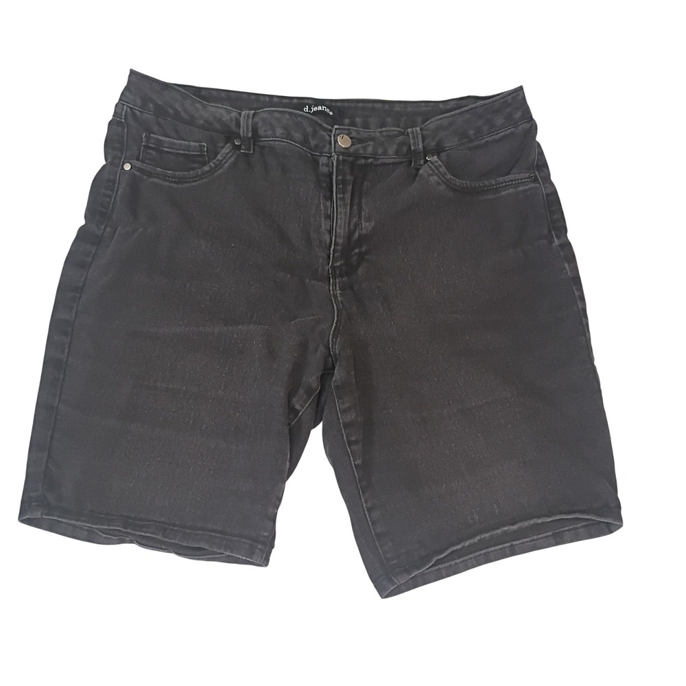 d.jeans Black Denim Bermuda Shorts Womens Size 16 Stretch Mid Rise 5 Pocket